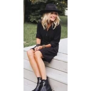 CAbi Black Long-Sleeve Shirt Dress